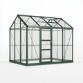 Gewächshaus 190 x 190 x 195 cm Aluminium Grün Transparent - mit Tür und Dachfenster