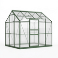 Gewächshaus 250 x 190 x 195 cm aus Aluminium und Polycarbonat Grün mit Schiebetür und Dachfenster