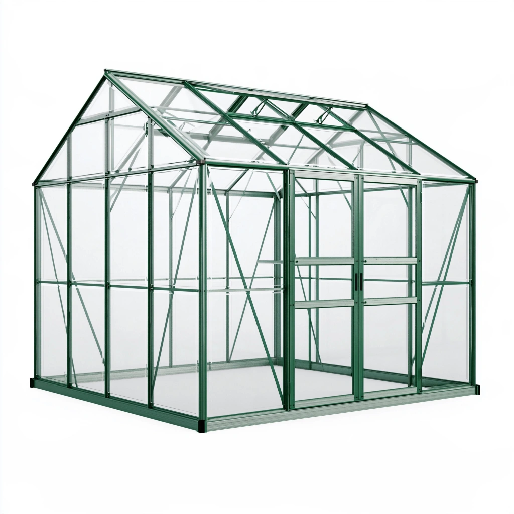 Gewächshaus 190 x 190 x 195 cm Aluminium Grün Transparent mit Schiebetür