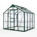 Gewächshaus 190 x 190 x 195 cm Aluminium Grün mit Kunststoffplatten und Dachfenster