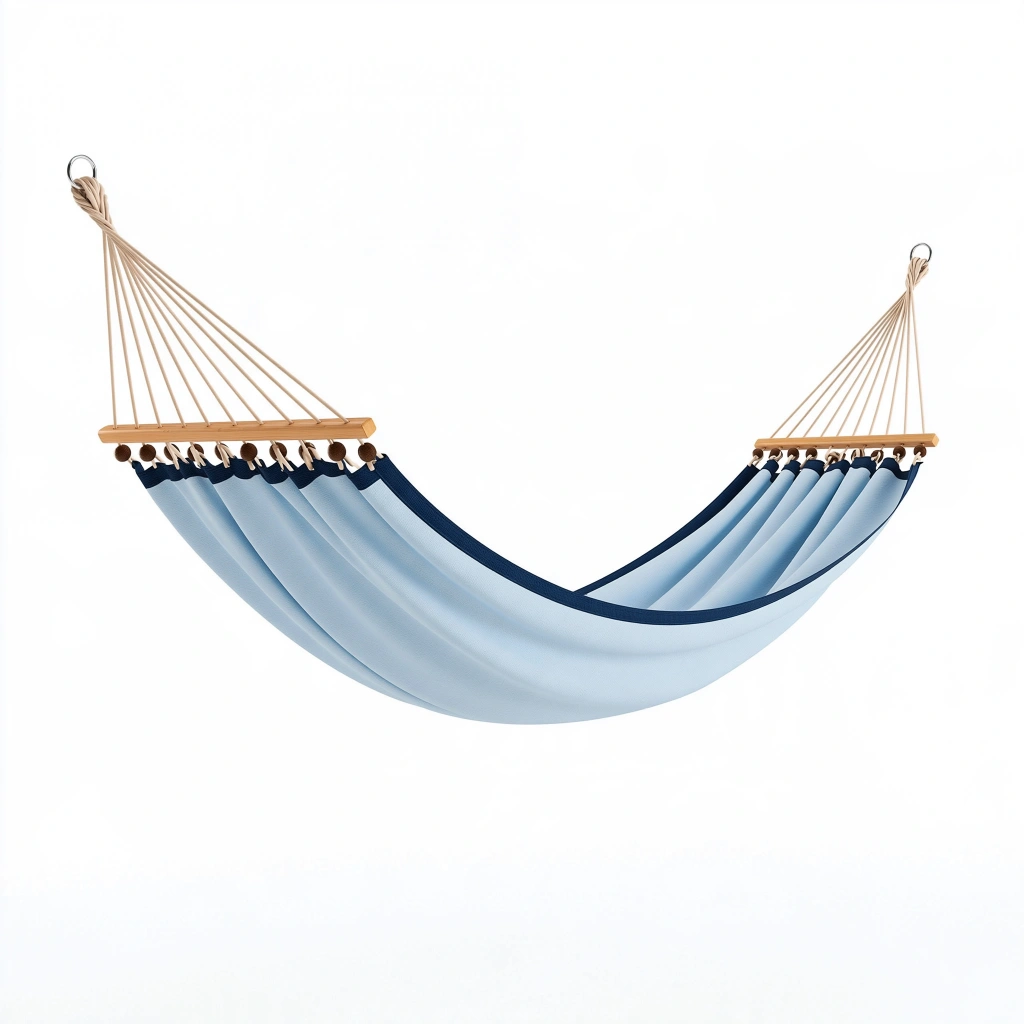 Hängematte 300 x 120 cm aus Textilgewebe in Hellblau für Garten und Balkon mit Holzspreizstäben