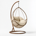 Hängesessel 105 x 105 x 195 cm aus Stahl und Kunststoffgeflecht Braun Beige mit Gestell