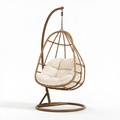 Hängesessel 110 x 105 x 195 cm aus Rattan und Metall Braun Creme mit Standgestell