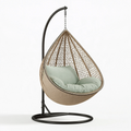 Hängesessel 105 x 105 x 200 cm Geflecht Beige mit Metallgestell für Innenbereiche