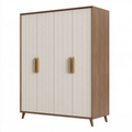 Kleiderschrank 160 x 55 x 200 cm in Beige und Holzoptik mit 4 Türen im modernen Stil
