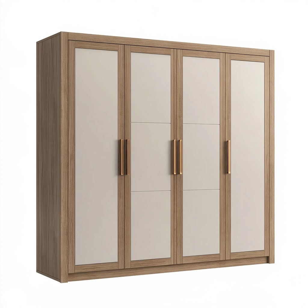 Kleiderschrank 200 x 60 x 200 cm Holzwerkstoff Braun Beige 4-türig Modern