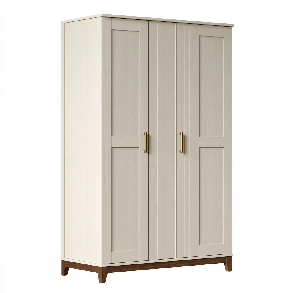 Kleiderschrank 100 x 55 x 190 cm in Creme Holzoptik mit 2 Türen im Landhausstil