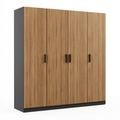 Kleiderschrank 200 cm 60 cm 220 cm Holzwerkstoff Eiche Schwarz vier Türen moderner Stil