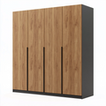 Kleiderschrank 200 x 60 x 220 cm Holzwerkstoff Eichefarben Anthrazit - 4 Türen moderner Stauraum