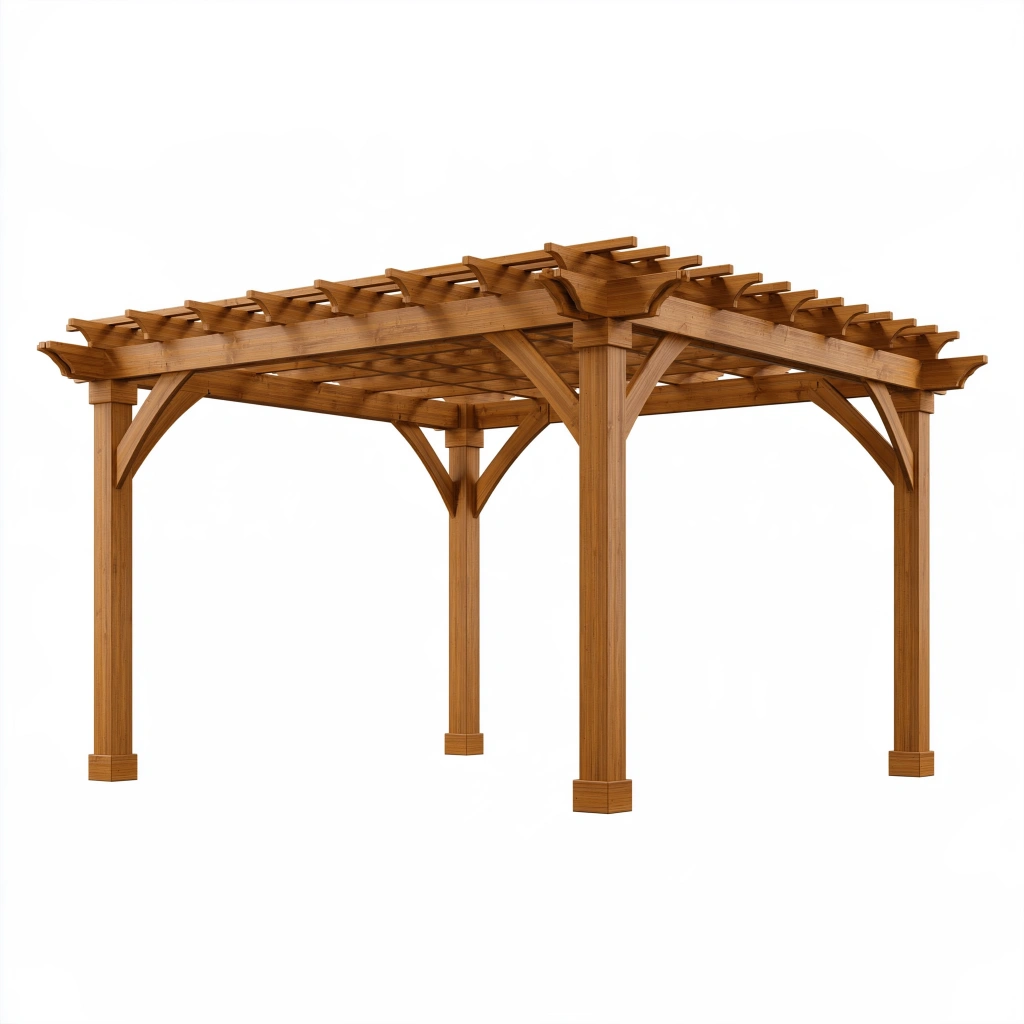 Gartenpergola 300 x 300 x 240 cm aus Holz in Naturbraun - offene Rankhilfe für Terrasse und Garten