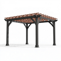 Gartenpergola 300 x 300 x 240 cm aus Holz in Schwarz Braun für Terrasse mit offenem Dachrost