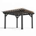 Holzpergola 400 x 300 x 240 cm Schwarz Braun - offene Lamellen Gartenüberdachung